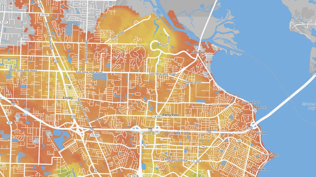 Bike Grade map of 32514, FL