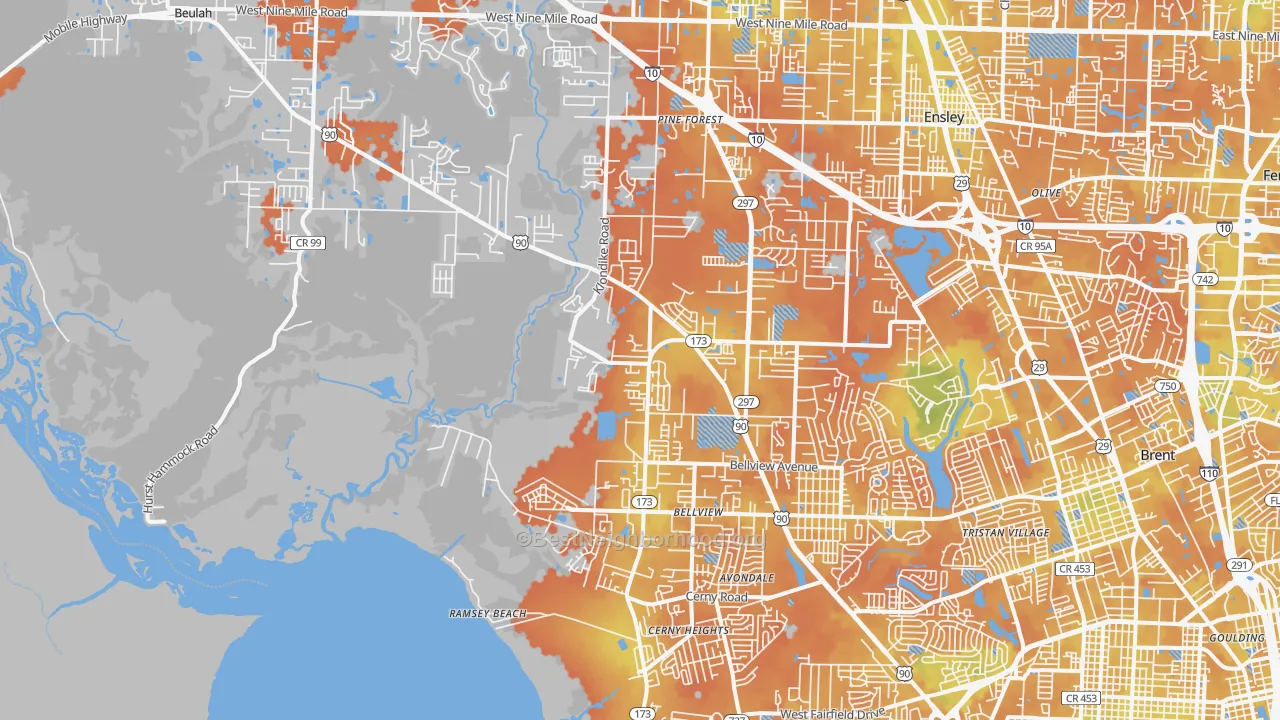 Bike Grade map of 32526, FL