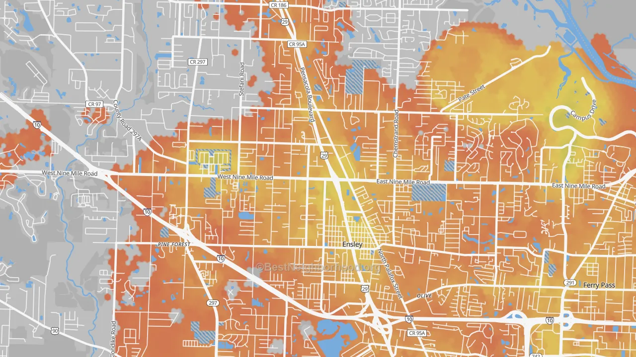 Bike Grade map of 32534, FL
