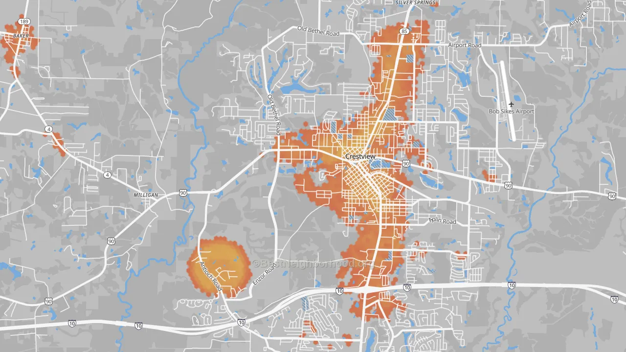 Bike Grade map of 32536, FL