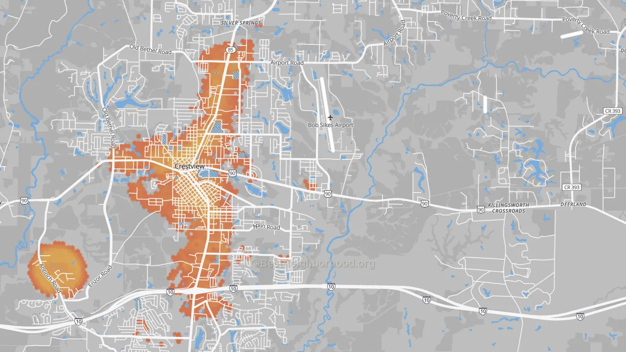 Bike Grade map of 32539, FL