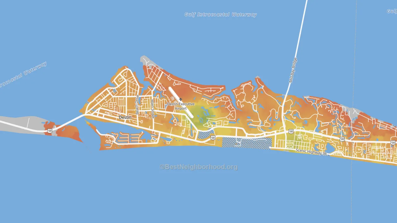 Bike Grade map of 32541, FL
