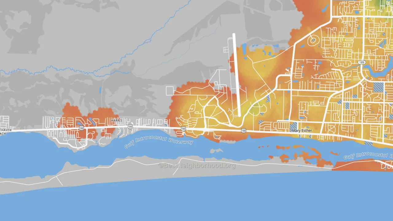 Bike Grade map of 32544, FL
