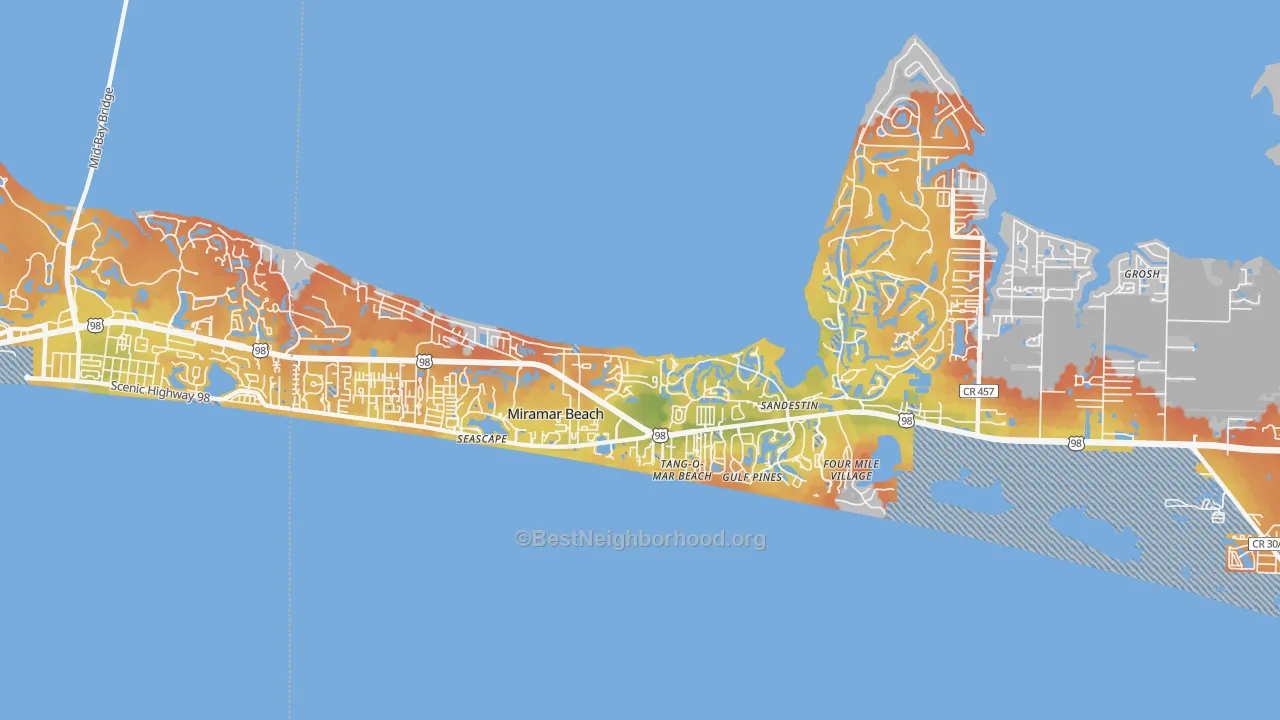 Bike Grade map of 32550, FL