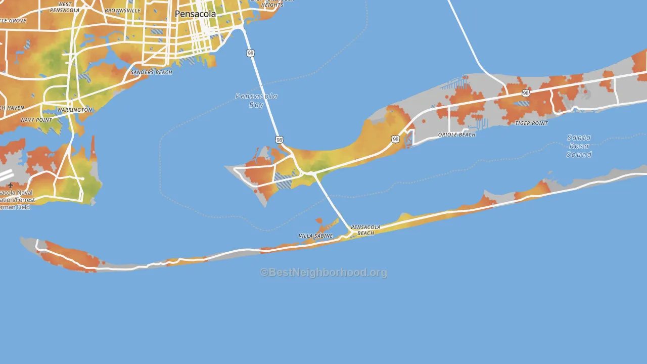 Bike Grade map of 32561, FL