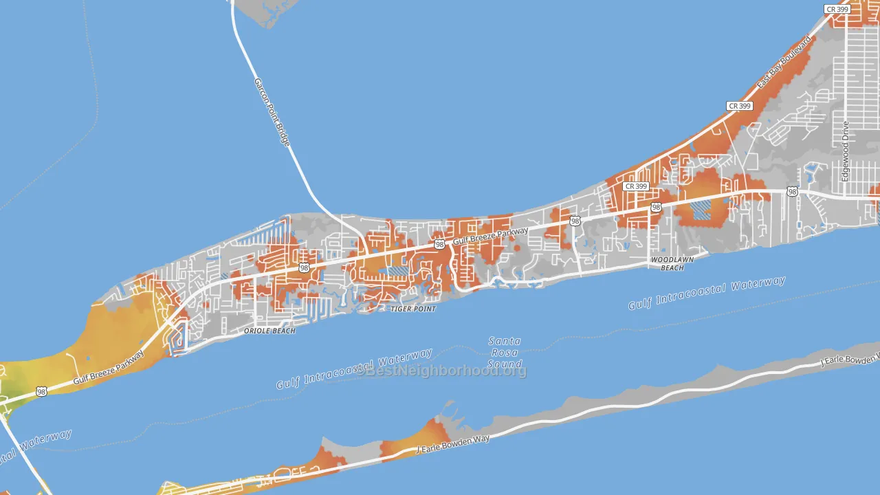 Bike Grade map of 32563, FL