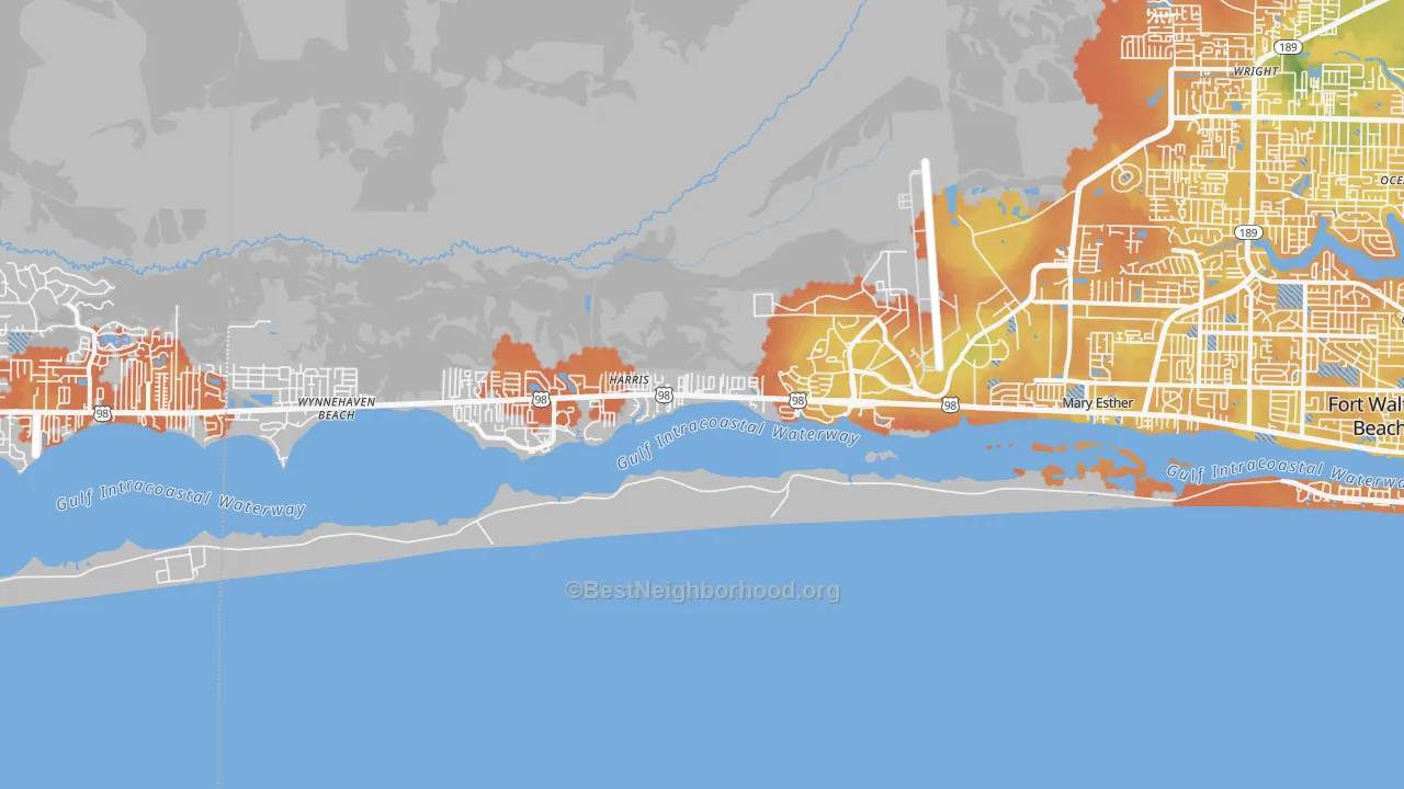 Bike Grade map of 32569, FL
