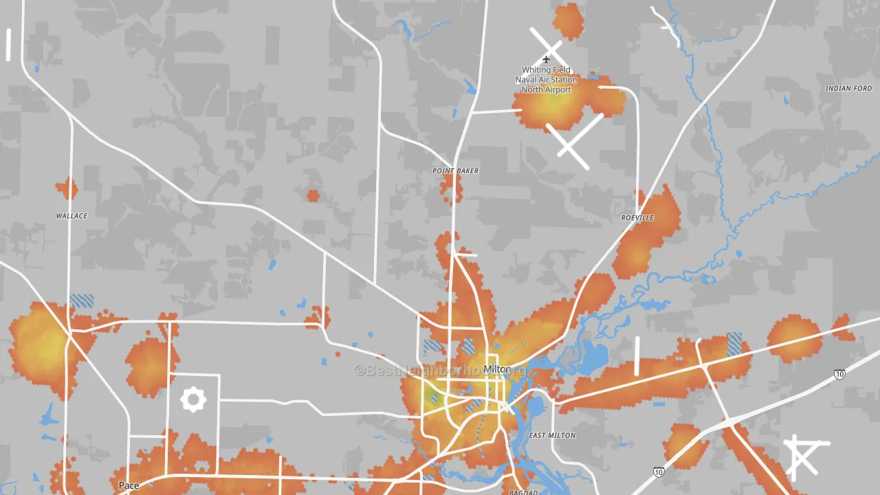 Bike Grade map of 32570, FL