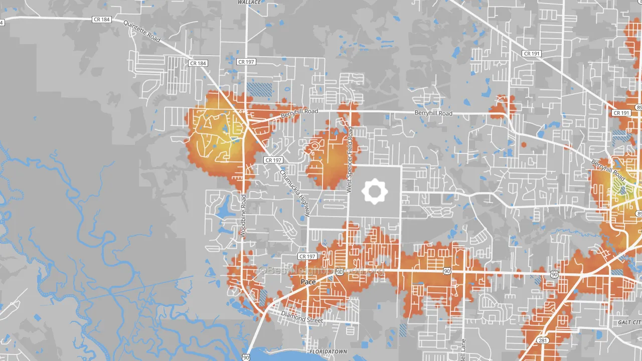 Bike Grade map of 32571, FL