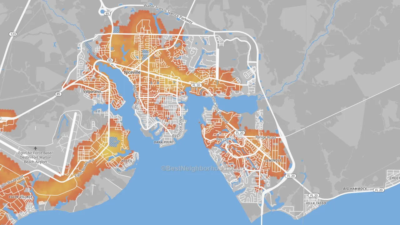 Bike Grade map of 32578, FL
