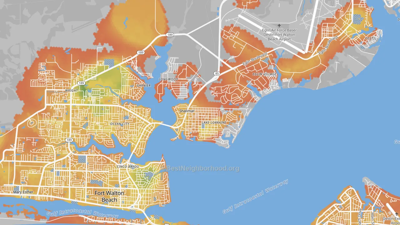 Bike Grade map of 32579, FL