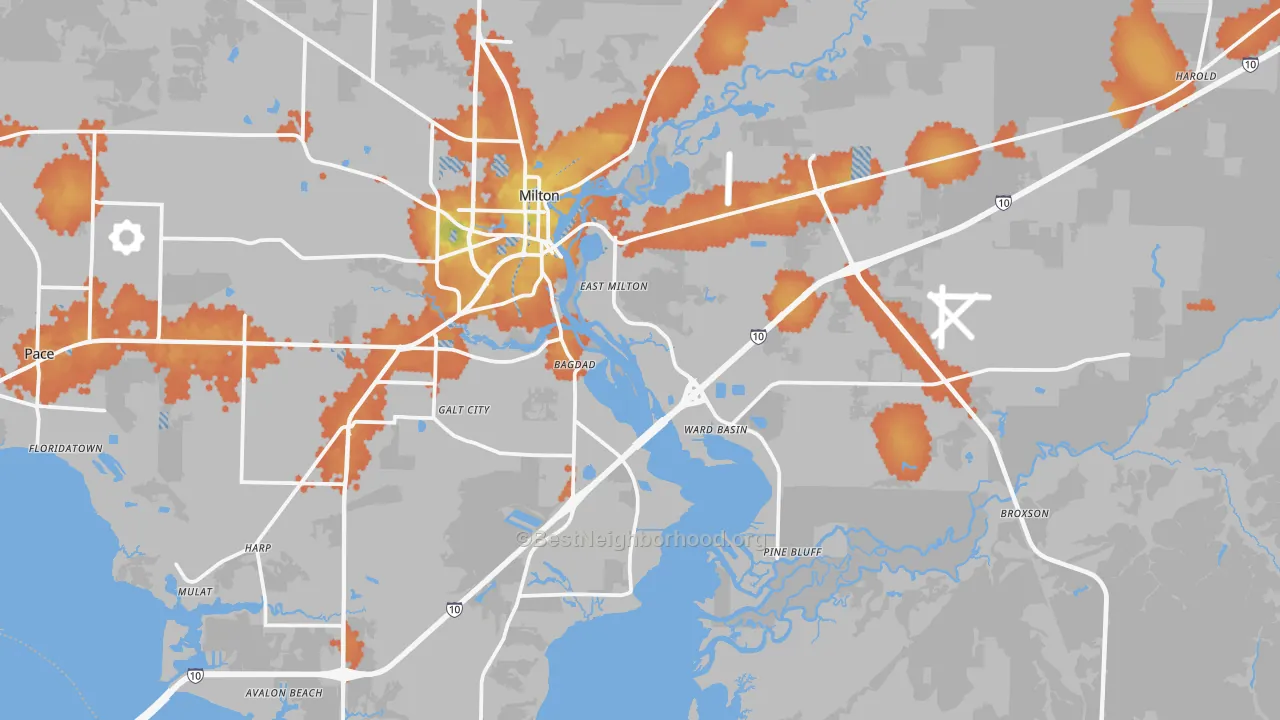 Bike Grade map of 32583, FL