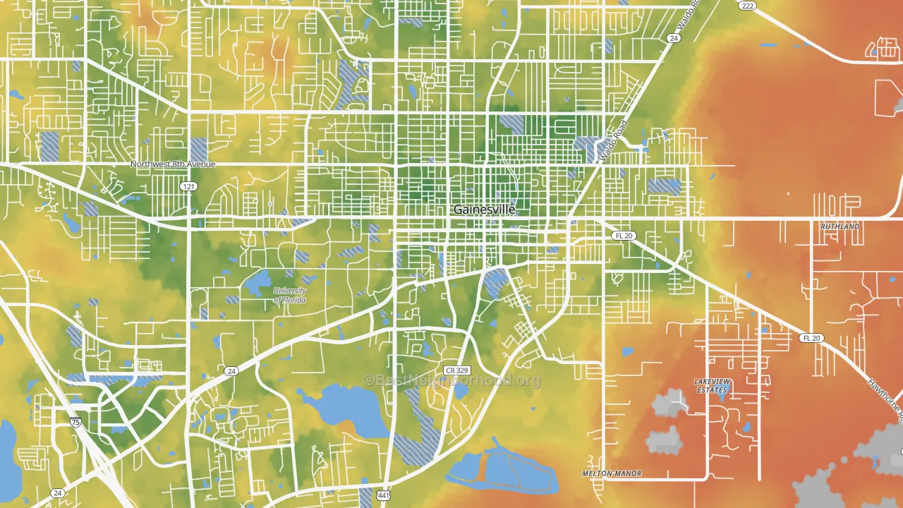 Bike Grade map of 32601, FL