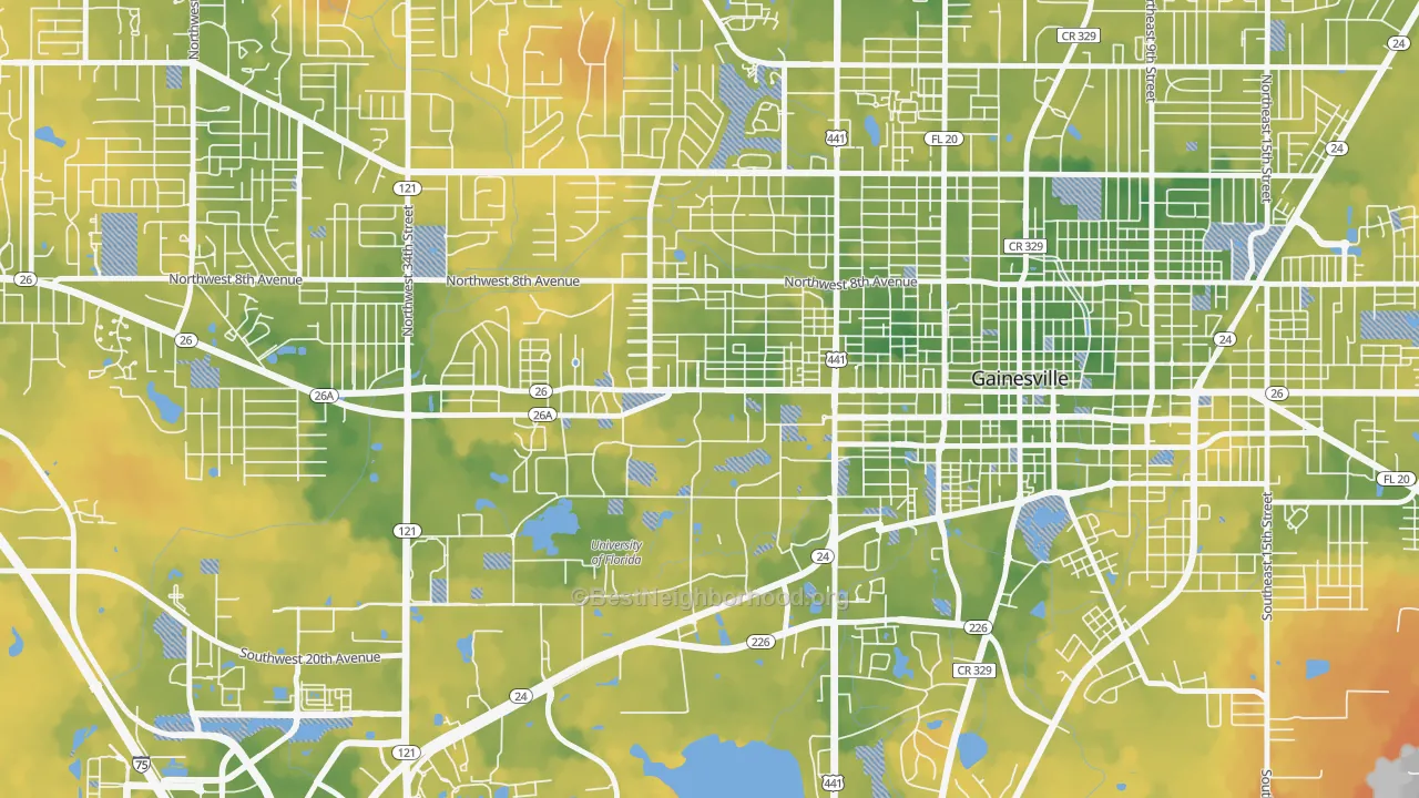 Bike Grade map of 32603, FL