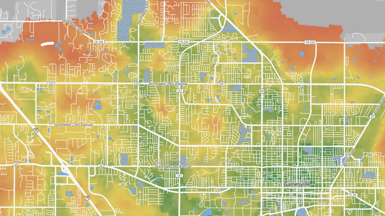 Bike Grade map of 32605, FL