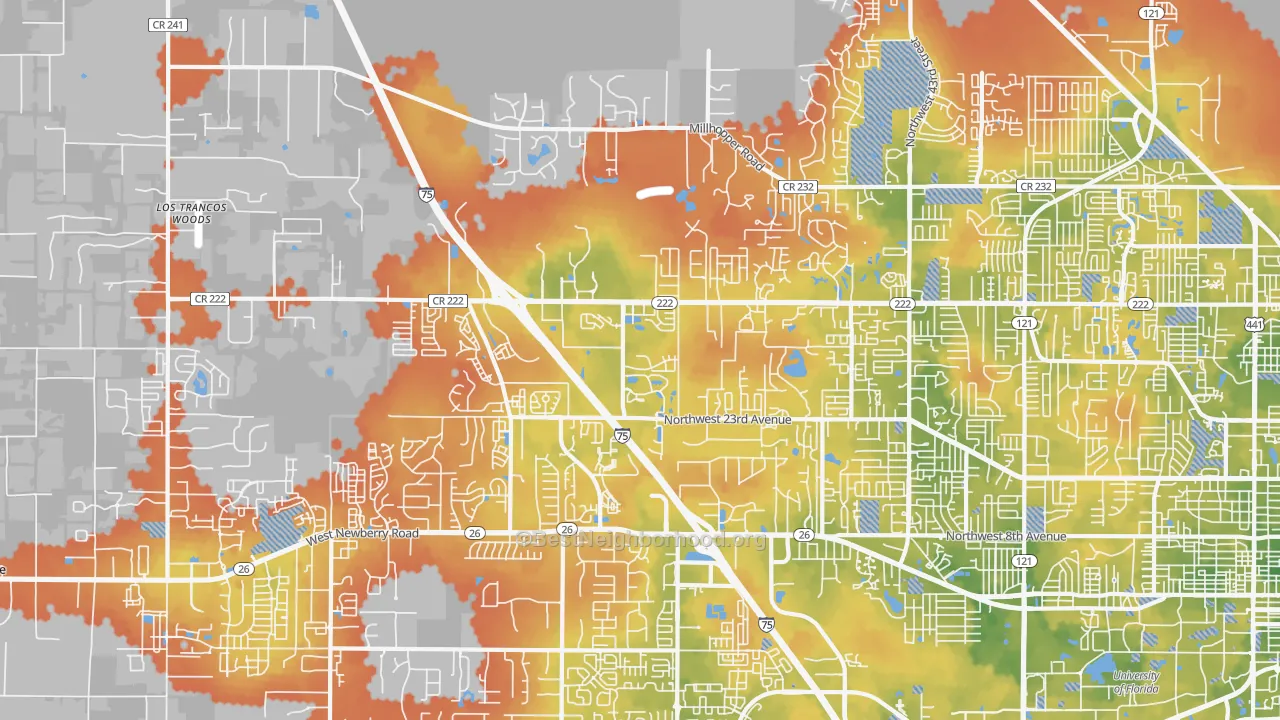 Bike Grade map of 32606, FL