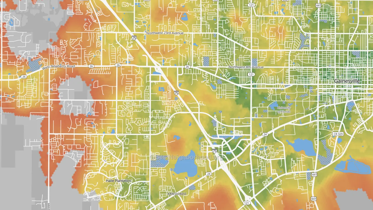 Bike Grade map of 32607, FL