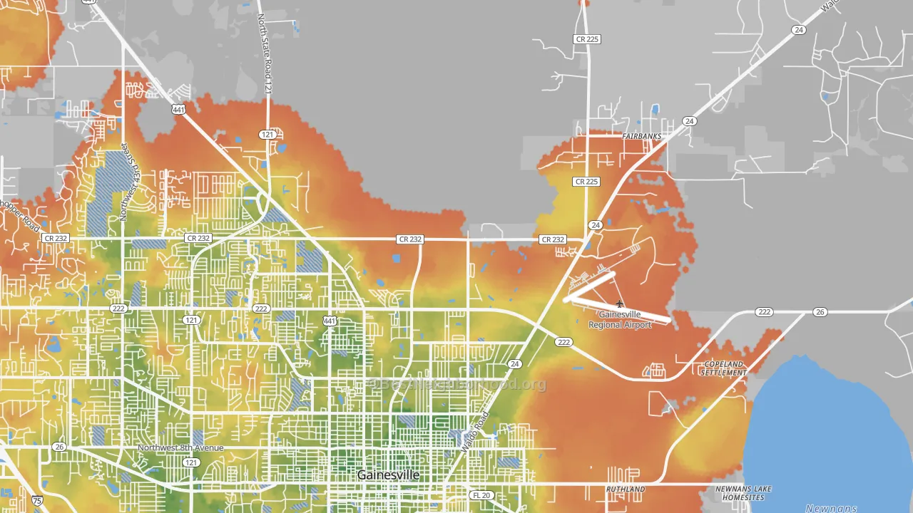Bike Grade map of 32609, FL