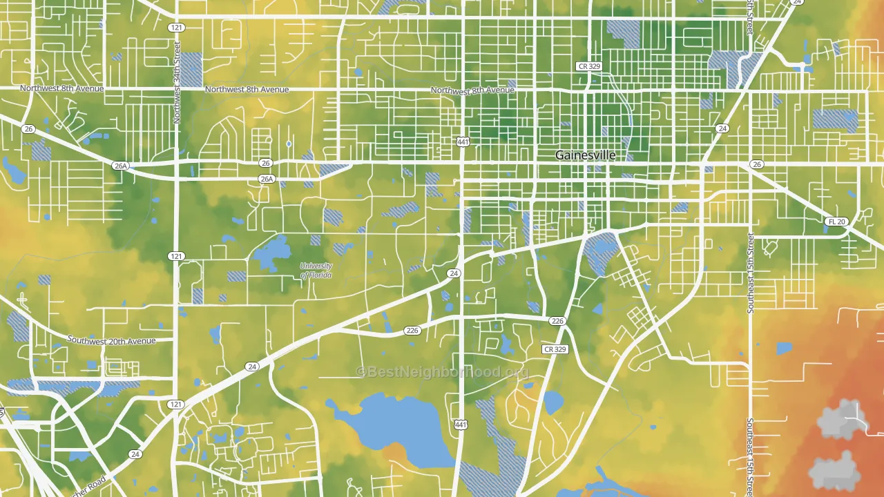 Bike Grade map of 32610, FL