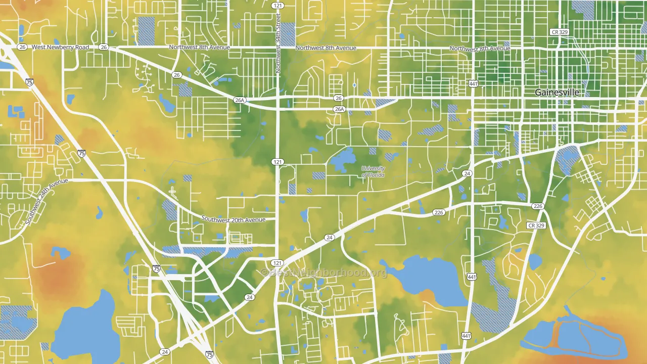 Bike Grade map of 32611, FL