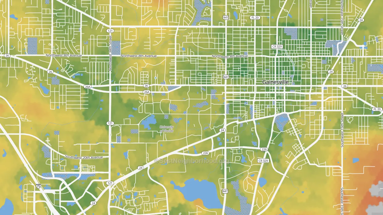 Bike Grade map of 32612, FL