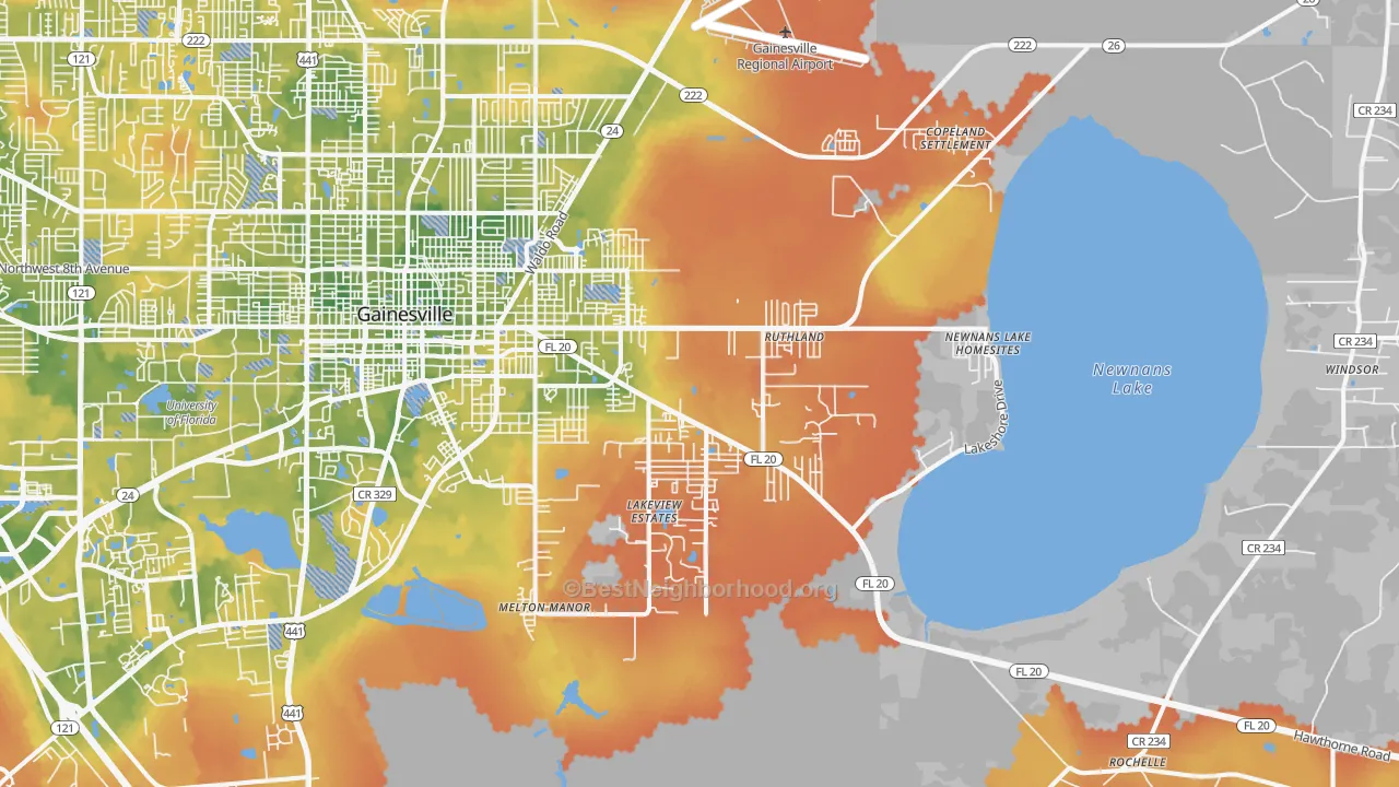 Bike Grade map of 32641, FL