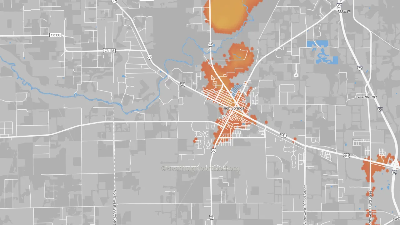 Bike Grade map of 32643, FL