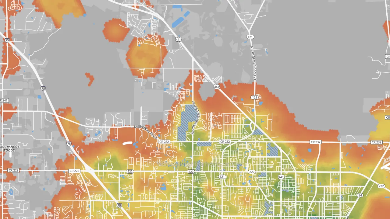 Bike Grade map of 32653, FL