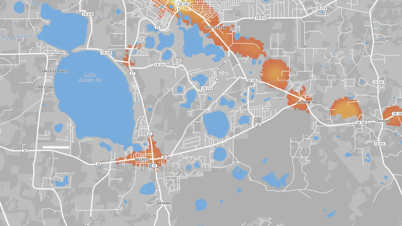 Bike Grade map of 32666, FL
