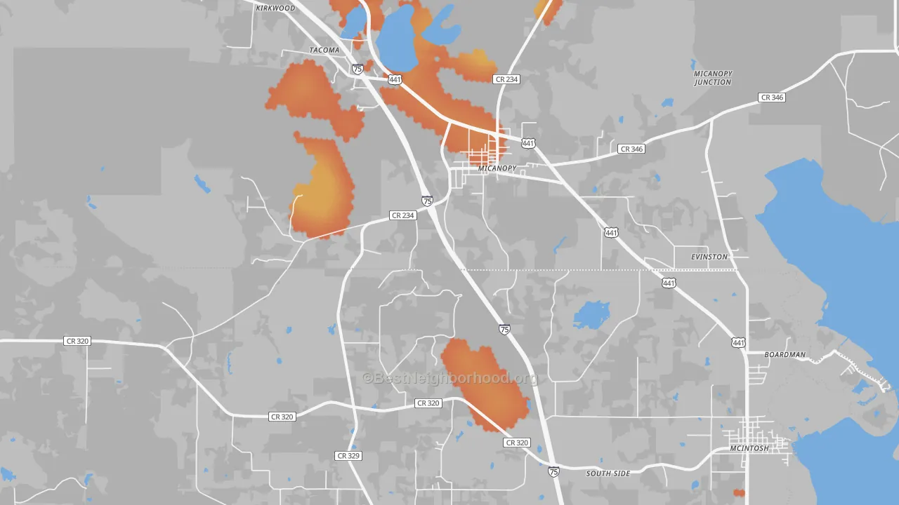 Bike Grade map of 32667, FL