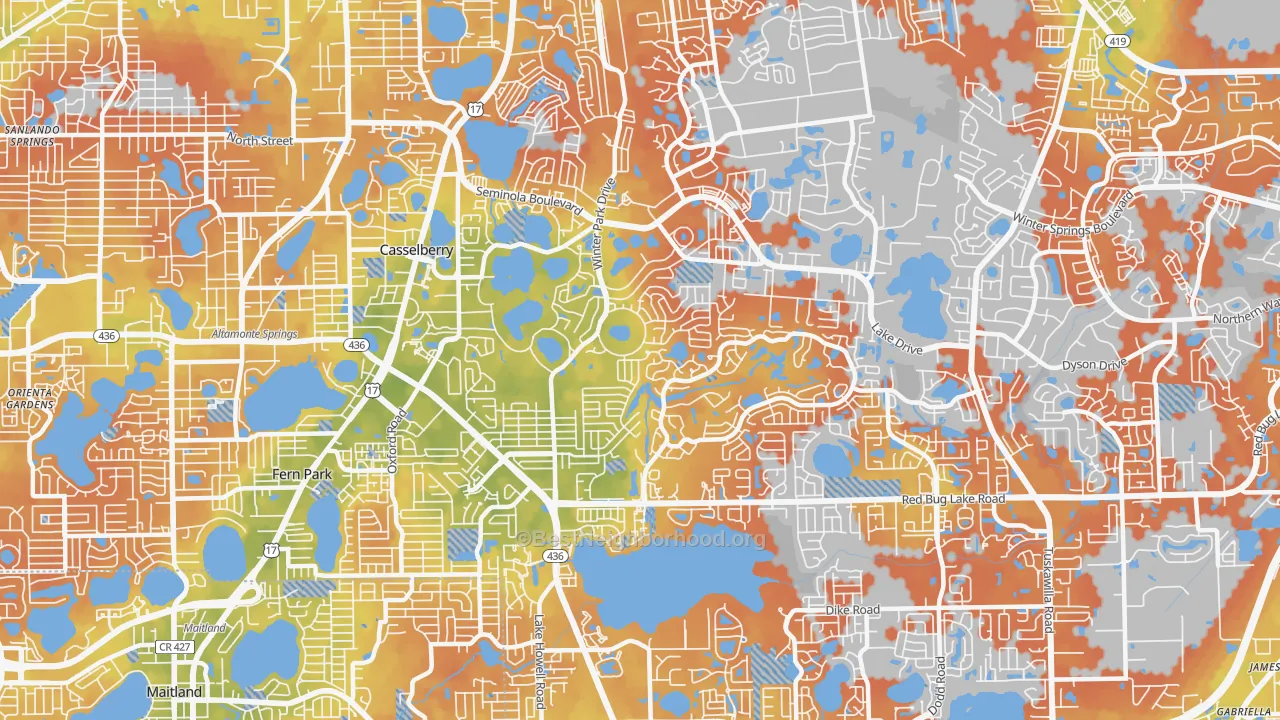 Bike Grade map of 32707, FL