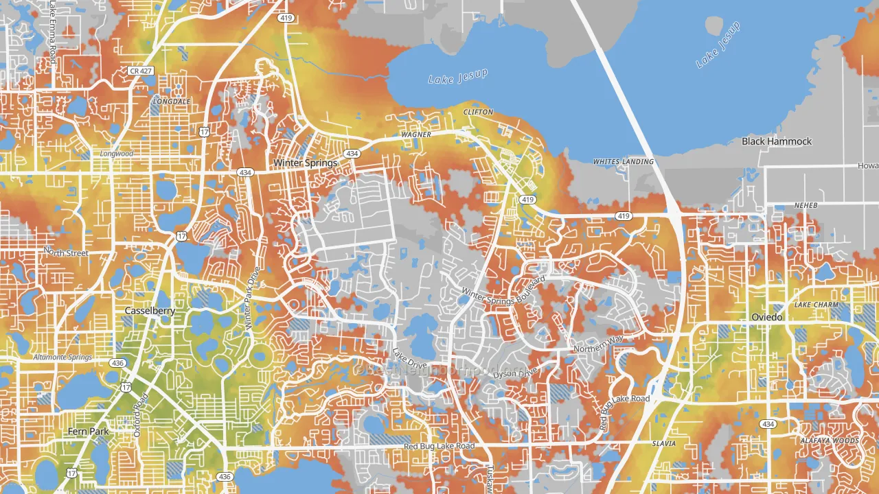 Bike Grade map of 32708, FL