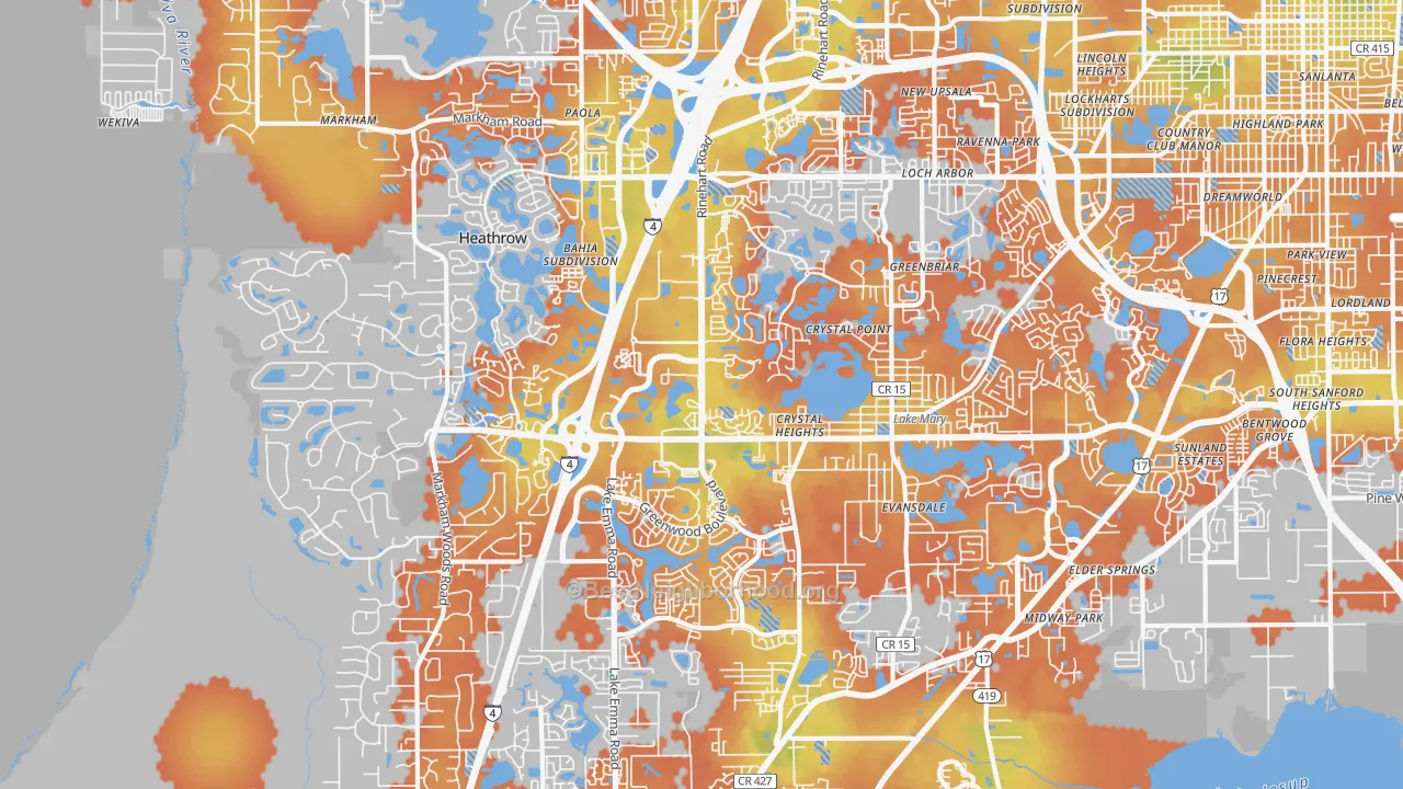 Bike Grade map of 32746, FL