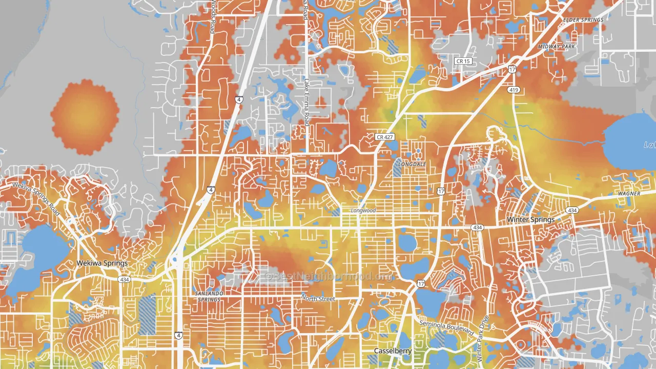 Bike Grade map of 32750, FL