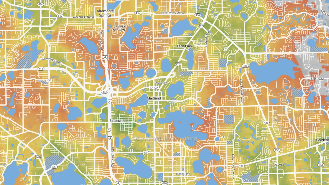 Bike Grade map of 32751, FL