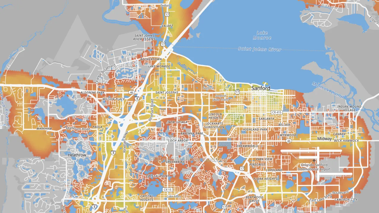 Bike Grade map of 32771, FL