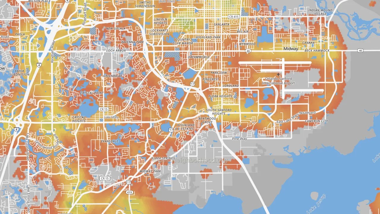 Bike Grade map of 32773, FL