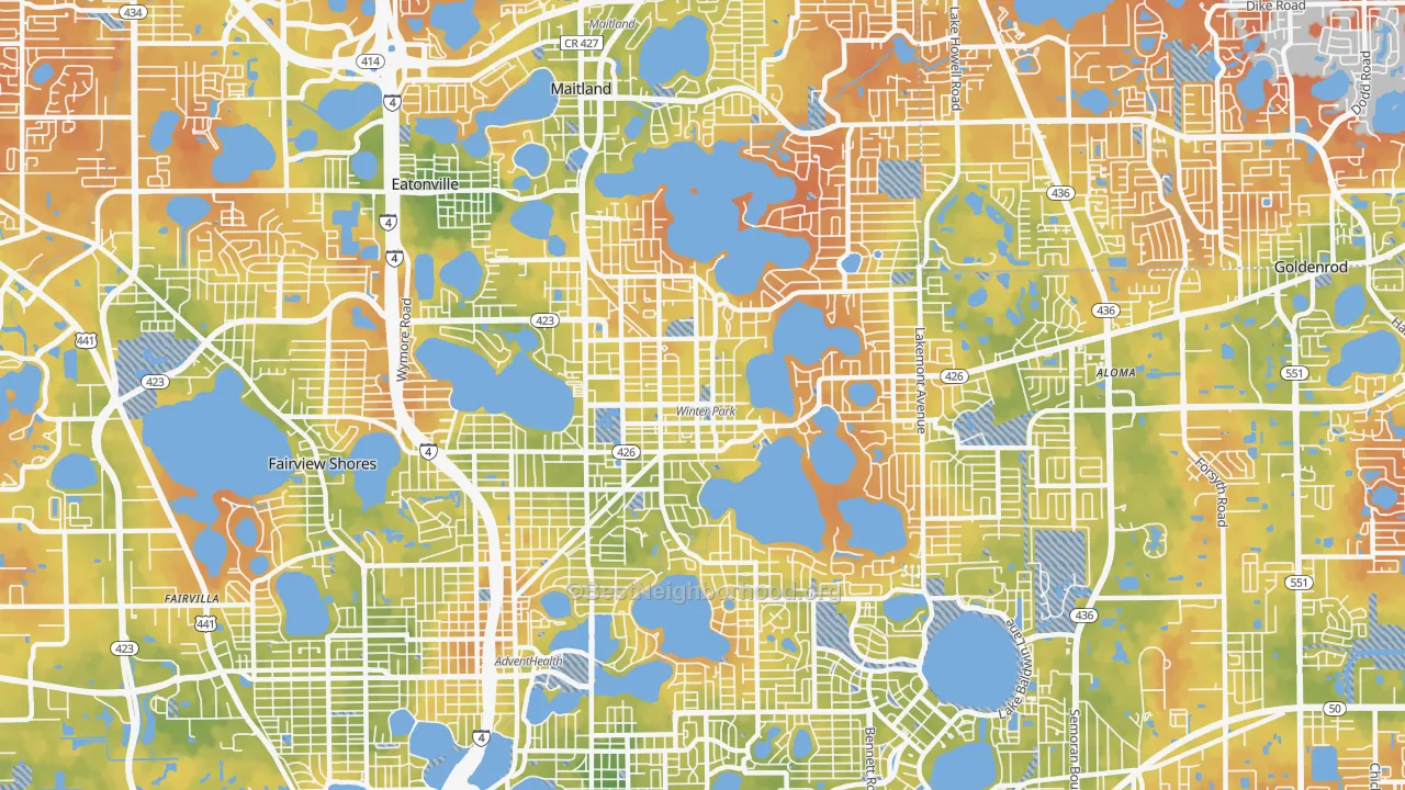 Bike Grade map of 32789, FL