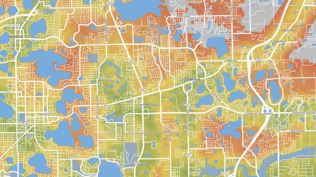 Bike Grade map of 32792, FL