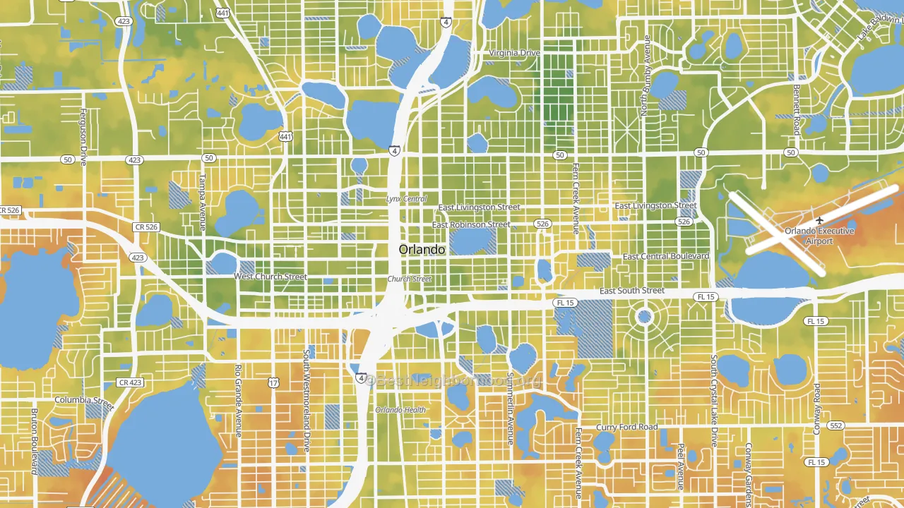 Bike Grade map of 32801, FL