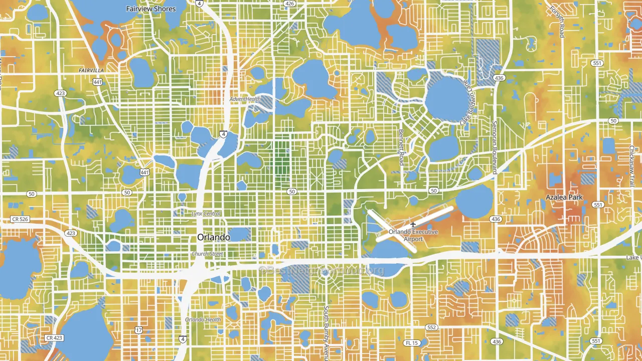 Bike Grade map of 32803, FL