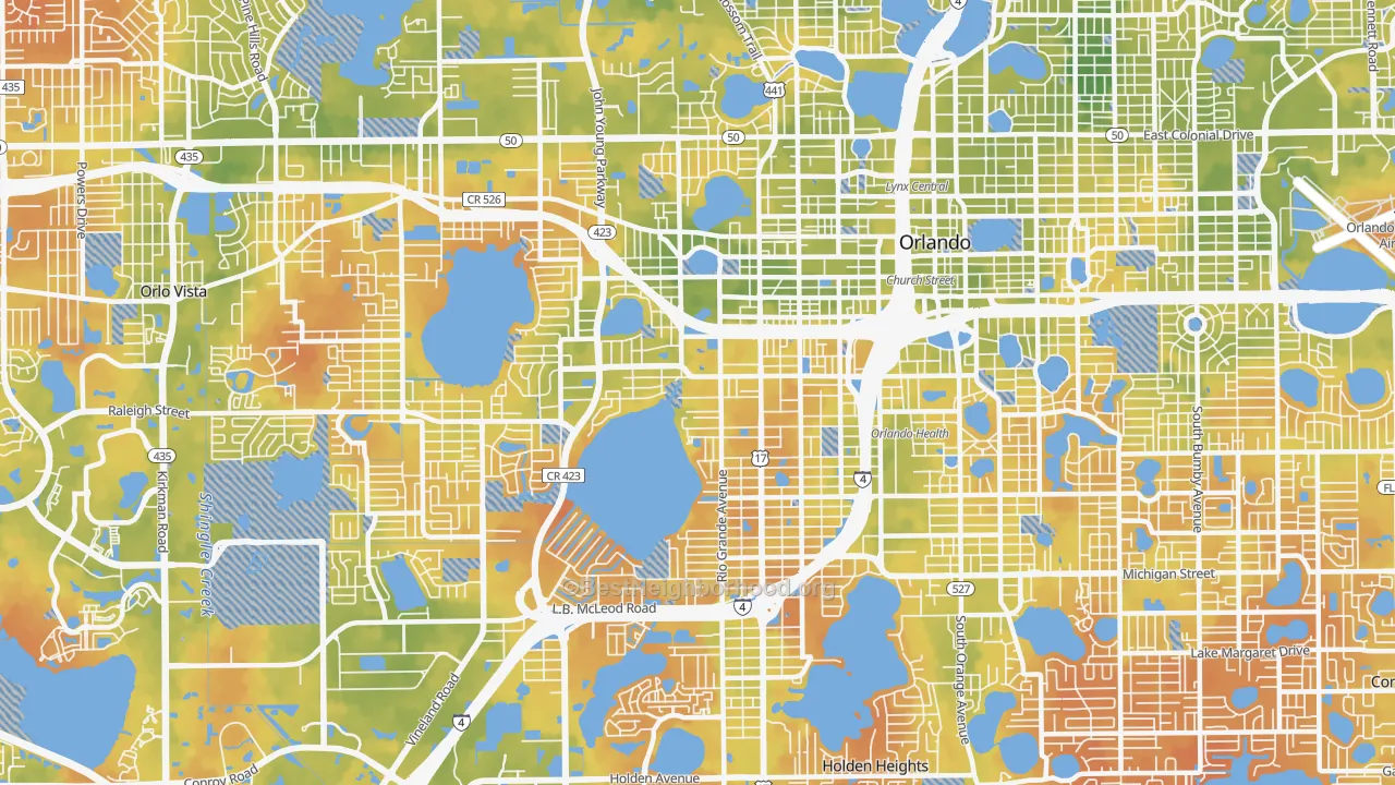 Bike Grade map of 32805, FL