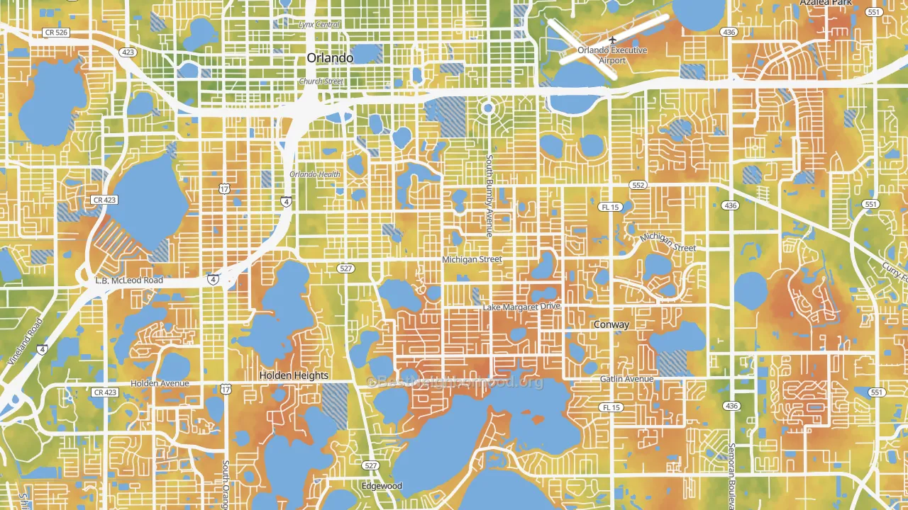 Bike Grade map of 32806, FL