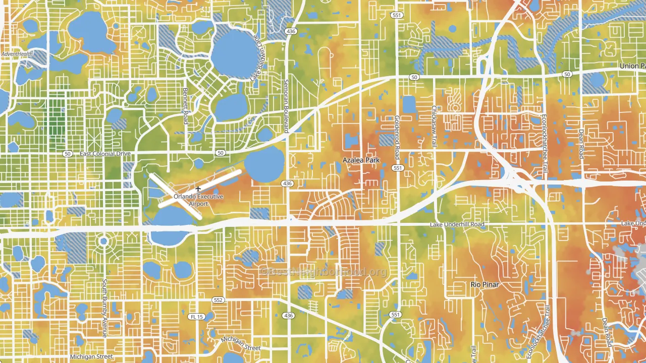 Bike Grade map of 32807, FL
