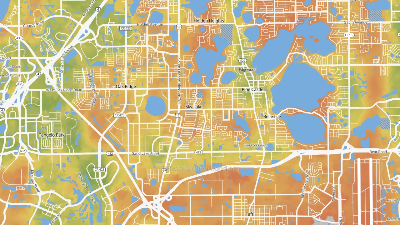 Bike Grade map of 32809, FL