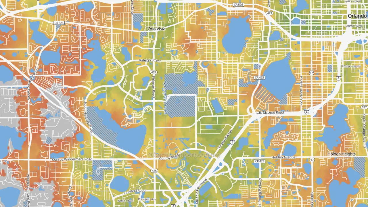 Bike Grade map of 32811, FL