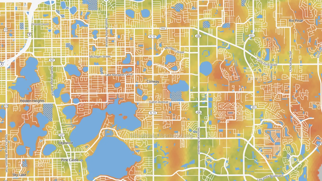Bike Grade map of 32812, FL