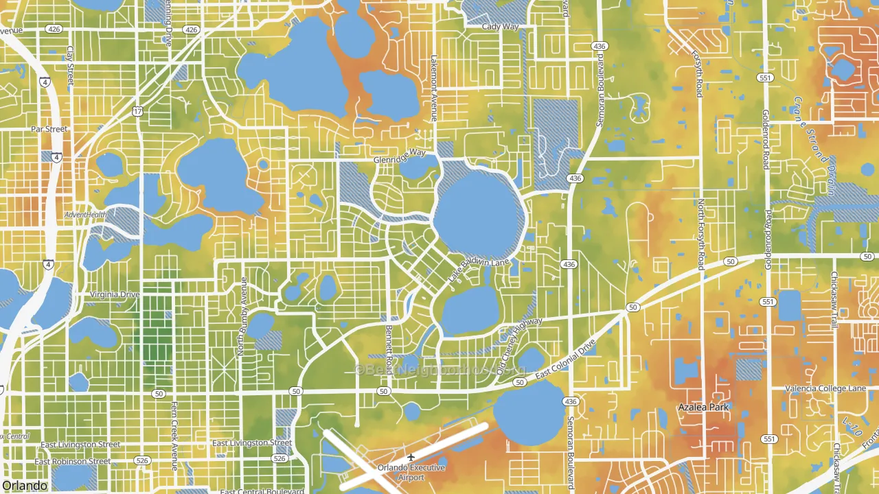 Bike Grade map of 32814, FL