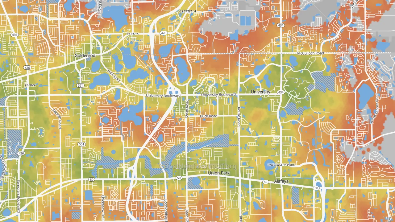 Bike Grade map of 32817, FL