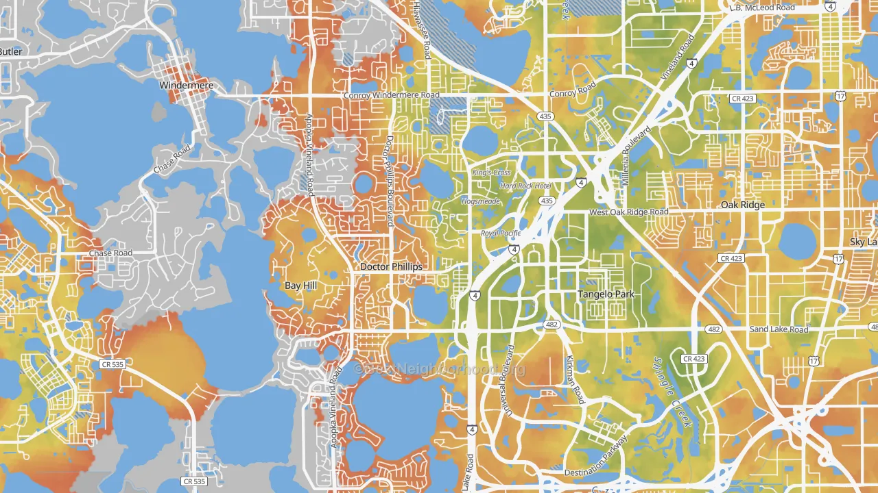 Bike Grade map of 32819, FL